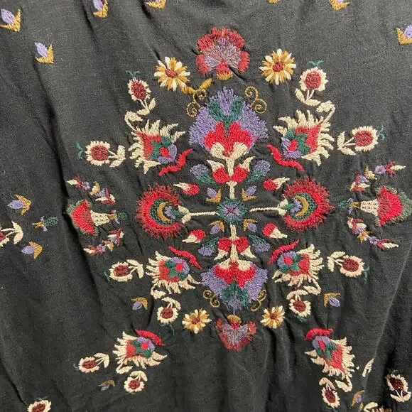 lucky brand women top small embroidered cottagecore whimsigoth boho festival - Picture 4 of 6